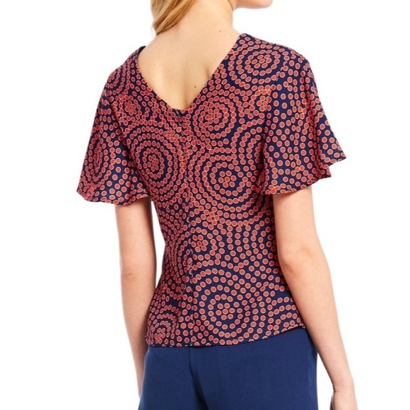 JB by JULIE BROWN NWT Samantha Lily Pond Zip Back Top Size 6 in Red and Navy - Picture 7 of 15